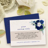 Royal Blue en Ivory Roos Aangepaste details Informatiekaartje