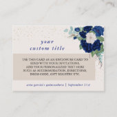Royal Blue en Ivory Roos Aangepaste details Informatiekaartje (Voorkant)