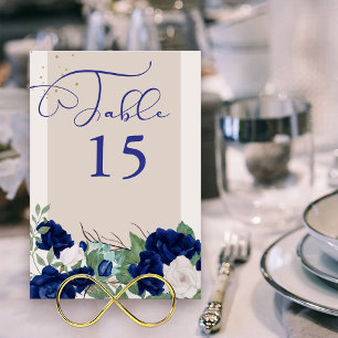 Royal Blue en Ivory Roos Elegant Bloemen Kaart
