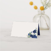 Royal Blue en Ivory Rozen met Naam Panel Plaatskaartje (Achterkant)