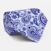 Royal Blue en Light-blue  Paisley Pattern Stropdas (Opgerold)