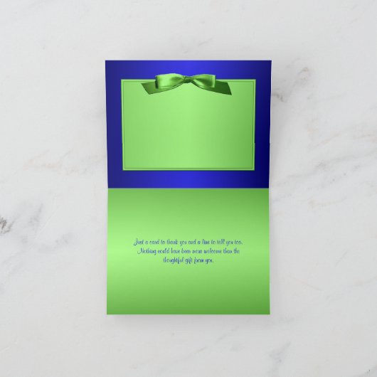 Royal Blue en Lime Green Bedankt Opmerking Kaart (Binnen)