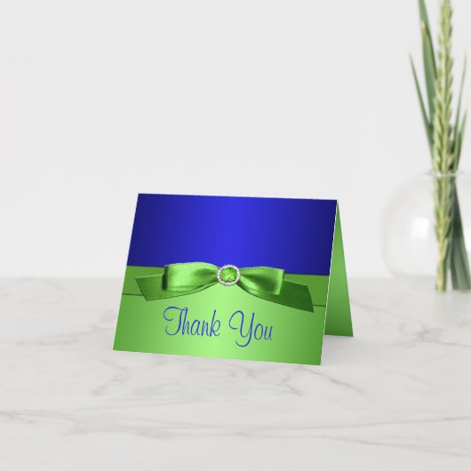 Royal Blue en Lime Green Bedankt Opmerking Kaart (Voorkant)
