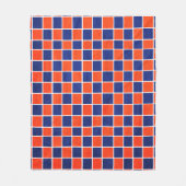 Royal Blue en Oranje Checkered Fleece Blanket (Voorkant)