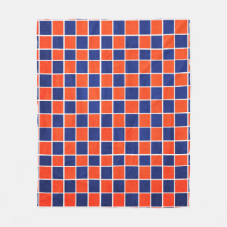 Royal Blue en Oranje Checkered Fleece Blanket