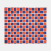 Royal Blue en Oranje Checkered Fleece Blanket Deken (Voorkant (Horizontaal))