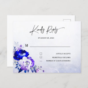 Royal Blue en Paarse bruiloft RSVP Briefkaart
