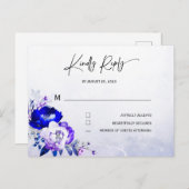 Royal Blue en Paarse bruiloft RSVP Briefkaart (Voorkant / Achterkant)