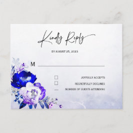 Royal Blue en Paarse bruiloft RSVP Briefkaart
