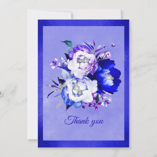 Royal Blue en Paarse bruiloft thema Kaart (Achterkant)