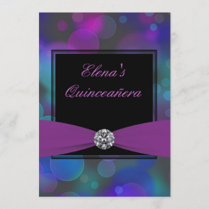 Royal Blue en Paarse Quinceanera Kaart