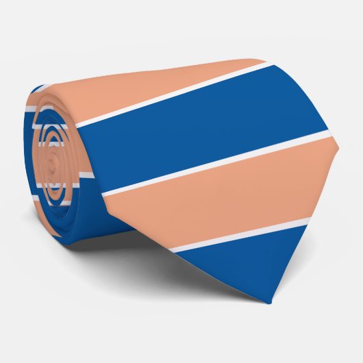 Royal Blue en perzik horizontale strepen Stropdas (Opgerold)