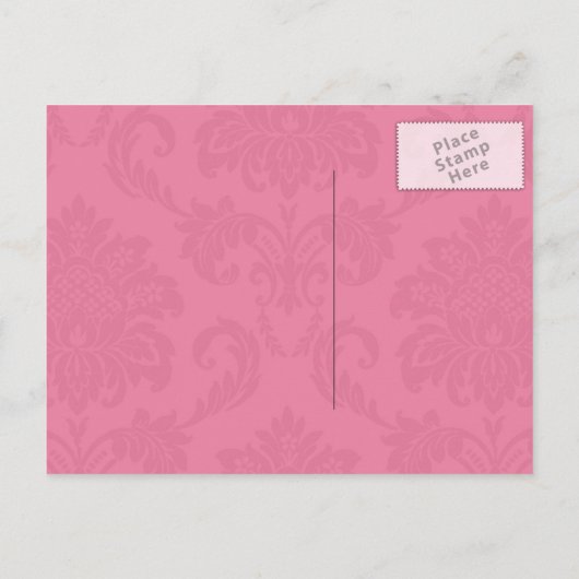 Royal Blue en PInk Damask Save The Date Aankondigingskaart (Achterkant)