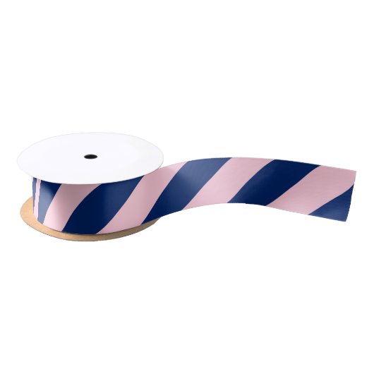 Royal Blue en Pink Stripes Satijnen Lint (Spoel)