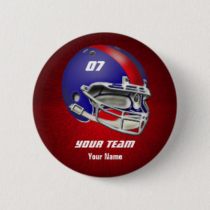 Royal Blue en Red Football Helmet Ronde Button 5,7 Cm
