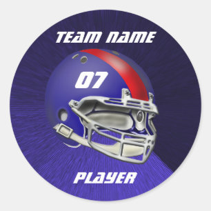 Royal Blue en Red Football Helmet Ronde Sticker