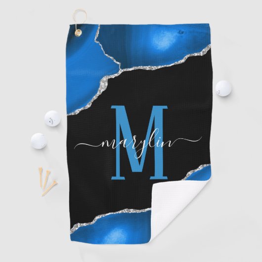 ROYAL BLUE EN SILVER AGATE GOLFHANDDOEK (Insitu)