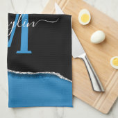 ROYAL BLUE EN SILVER AGATE THEEDOEK (Quarter Fold)