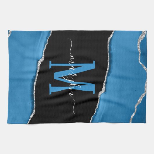 ROYAL BLUE EN SILVER AGATE THEEDOEK (Horizontaal)