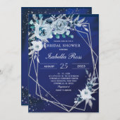 Royal Blue en Silver Bridal Shower Kaart (Voorkant / Achterkant)