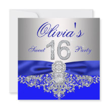 Royal Blue en Silver Diamond Sweet 16 Party