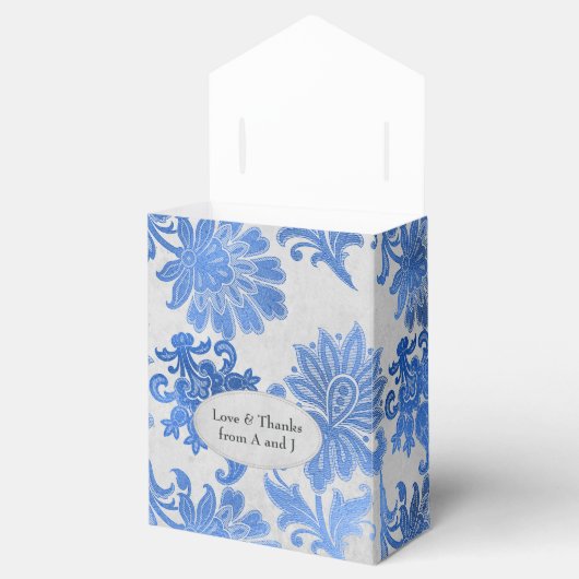 Royal Blue en Silver Floral Bedankdoosjes (Geopend)