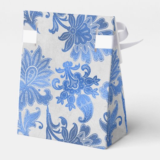 Royal Blue en Silver Floral Bedankdoosjes (Achterkant)