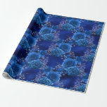 Royal Blue en Silver Floral Cadeaupapier<br><div class="desc">waterverf papier voor bloemverpakking met trendy royal blue en zilver.</div>