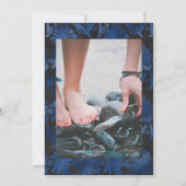 Royal Blue en Silver Floral Celebration of Life Kaart (Achterkant)