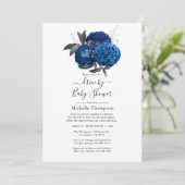 Royal Blue en Silver Floral Drive by Shower Kaart (Staand voorkant)