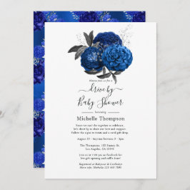 Royal Blue en Silver Floral Drive by Shower Kaart