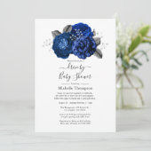 Royal Blue en Silver Floral Drive by Shower Kaart (Staand voorkant)