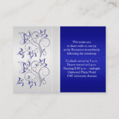 Royal Blue en Silver Floral Enclosure Kaart (Achterkant)