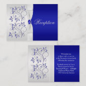 Royal Blue en Silver Floral Enclosure Kaart (Voorkant / Achterkant)