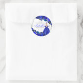 Royal Blue en Silver Floral Quinceanera Classic R Ronde Sticker (Tas)