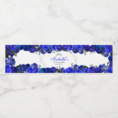 Royal Blue en Silver Floral Quinceanera Waterfles Etiket (Enkel label)