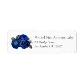 Royal Blue en Silver Floral Wedding Etiket (Voorkant)
