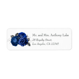 Royal Blue en Silver Floral Wedding Etiket