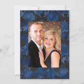 Royal Blue en Silver Floral Wedding Photo Kaart (Achterkant)