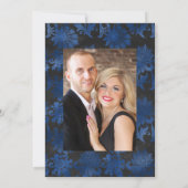 Royal Blue en Silver Floral Wedding Photo Save The Date (Achterkant)