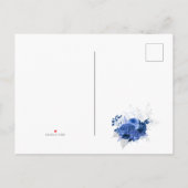 Royal Blue en Silver Floral Wedding Save the Date Aankondigingskaart (Achterkant)
