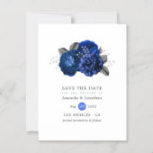 Royal Blue en Silver Floral Wedding Save the Date Magnetische Uitnodiging (Voorkant)