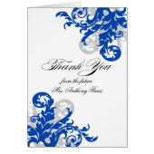Royal Blue en Silver Flourish Hartelijk dank (Voorkant)