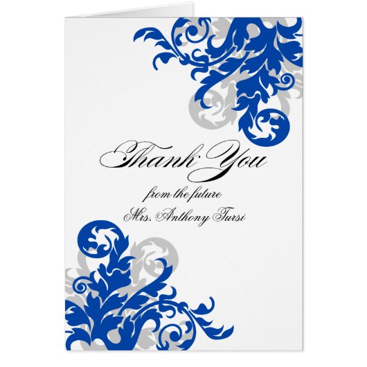 Royal Blue en Silver Flourish Hartelijk dank (Voorkant)