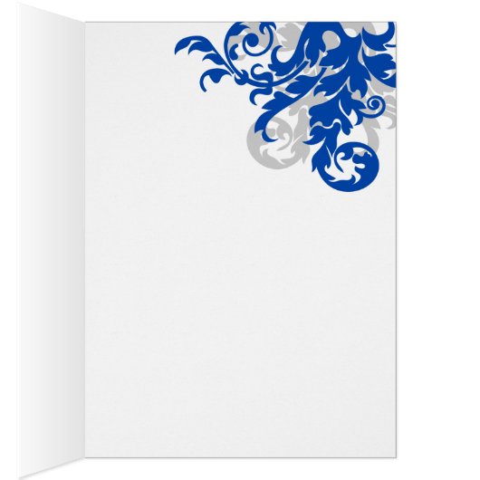 Royal Blue en Silver Flourish Hartelijk dank (Binnen (Rechts))