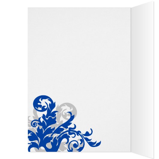 Royal Blue en Silver Flourish Hartelijk dank (Binnen (Links))
