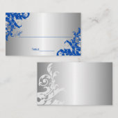 Royal Blue en Silver Flourish Plaatskaartje (Voorkant / Achterkant)