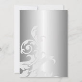 Royal Blue en Silver Flourish Wedding Kaart (Achterkant)