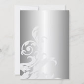 Royal Blue en Silver Flourish Wedding Kaart (Achterkant)