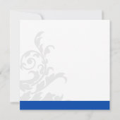 Royal Blue en Silver Flourish Wedding Kaart (Achterkant)